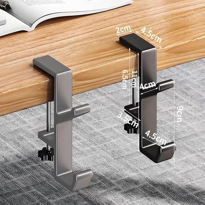 Headphone Stand - Aluminum Alloy Headphone Holder, Under Headset Stand for Desk Fit for PC Gaming Headset Hanger Hook Suitable for Office, Computer, Student Class Desk, Handmade Creator Table (Sliver)