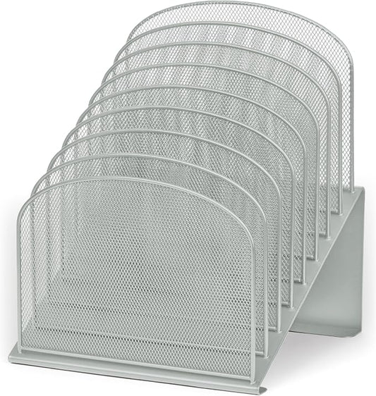 Safco Onyx 8-Tiered Desk Organizer, Vertical File Organizer for Home, Office, Classroom & More, Steel Mesh Construction, Silver