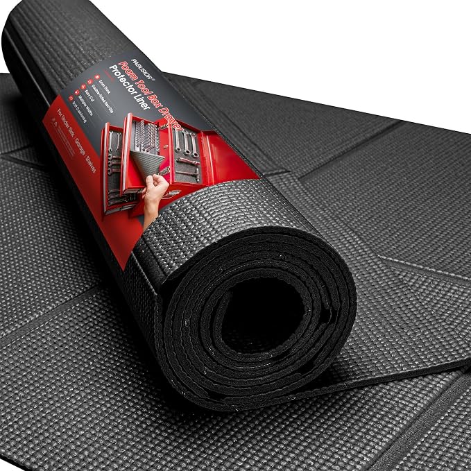 Black Shelf Liner for Under Sink - 5 mm Thick Strong Grip Non-Slip Large Toolbox Drawer Mat for Wire Shelving Cabinet - 24 in Wide × 68 Inch