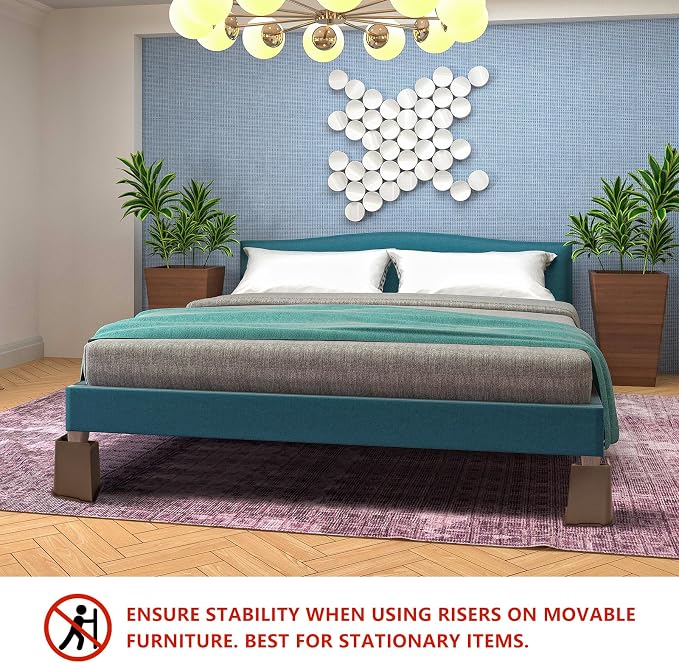 6 Pack Dark Brown Bed Risers 6 inch Heavy Duty, Oversized Furniture Risers, Bed Lifts Risers for Table, Sofa, Chair, Couch, Desk, Bed Frame Risers Supports Up to 6,500 Lbs