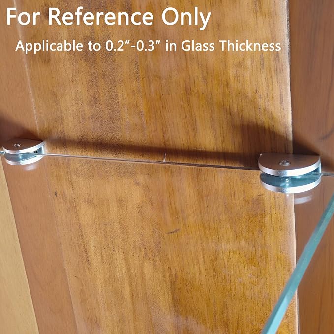 Lician Glass Shelf Clamp Holder Bracket for Kitchen, Bookshelf & Cupboard, Table, No Drill on Glass Floating Shelf Holder Clips, Fit for 0.2 to 0.3 Inch Thickness, 8Pcs Round