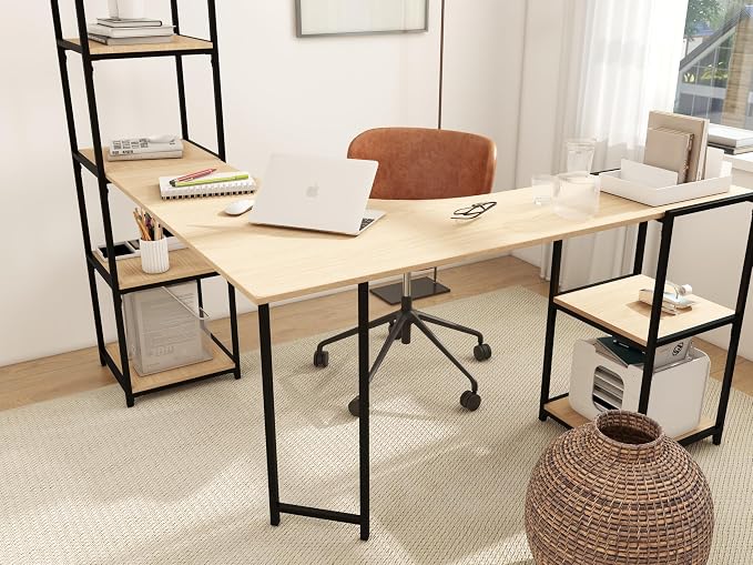 CB Home Square Corner Desk w/6-Tier Tower - Modular Shelving System Customizable with 30+ Free Combinations- Contract Grade Quality