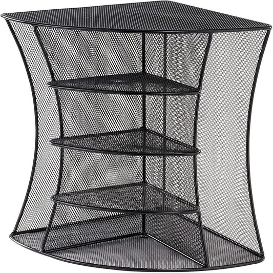 Safco 3261BL Onyx Mesh Corner Organizer - Durable Steel Mesh Corner Storage and Desk Top Organizer. Space Saving, For Home, Office & Classroom Organization, 13" x 15" x 11 , Black