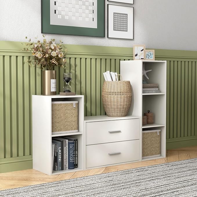 Homes: Inside + Out Apexa 2-Drawer Wooden Stackable Storage Drawers, Small Food Pantry Cabinet, Cajonera De Madera, Underbed Drawer Dorm Teen Room Decor & Bedroom, Home Office, Kitchen, White
