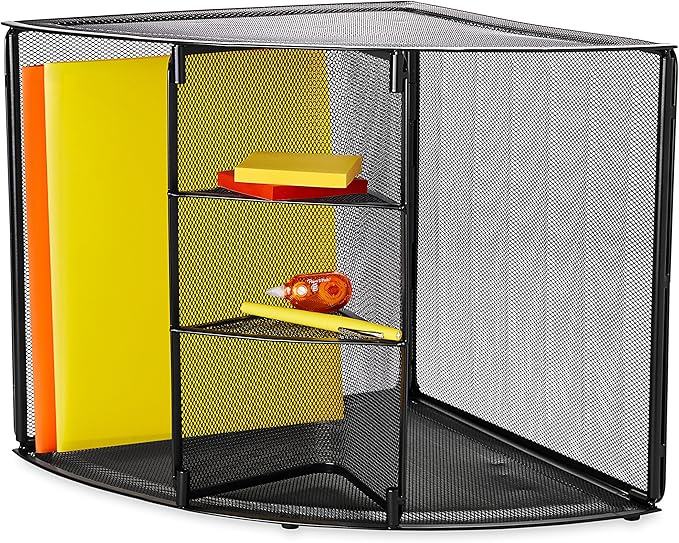 Rolodex Mesh Collection Corner Desktop Shelf Black (62630)
